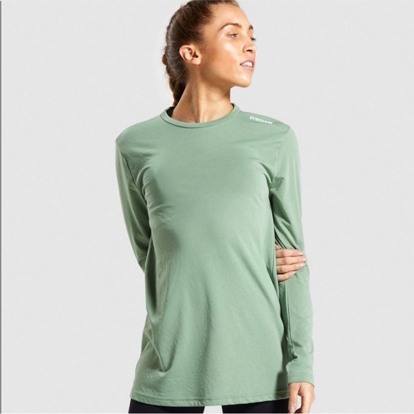 Gymshark Training Long Sleeve Tee Medium Green - Picture 1 of 6